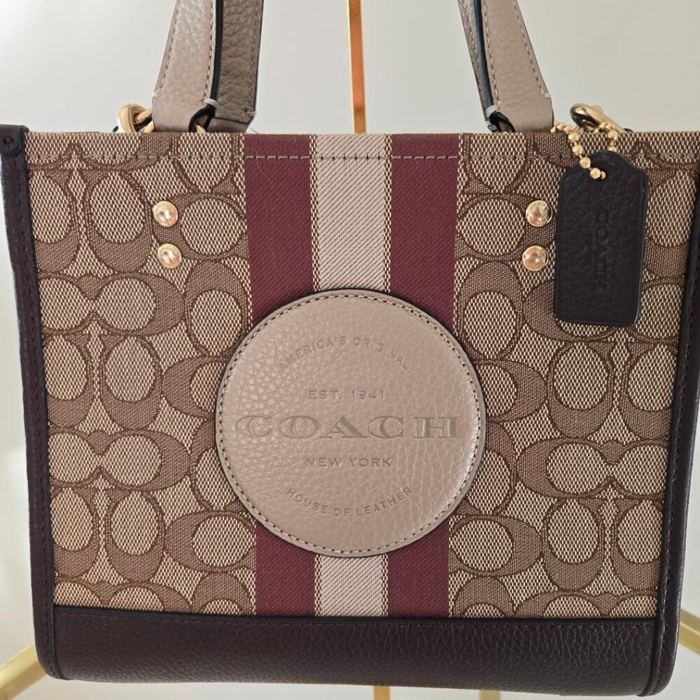 Coach C8406 Dempsey Tote 22 In Gold/Khaki/Vintage Mauve Multi (LIKE NEW!)